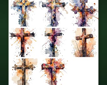 Croix chrétienne aquarelle PNG | Art religieux de Pâques