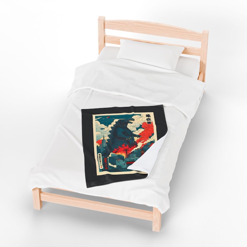Retro Godzilla Velveteen Plush Blanket | Kaiju Gift image 9