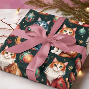 Cat Christmas Wrapping Paper: Pet Lover Gift Wrap