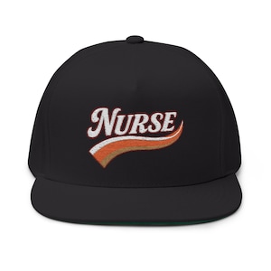 Nurse Embroidered Flat Bill Cap, Stylish Nurse Hat, Gift for Healthcare Workers, Adjustable Snapback, RN Cap, Hospital Fashion
