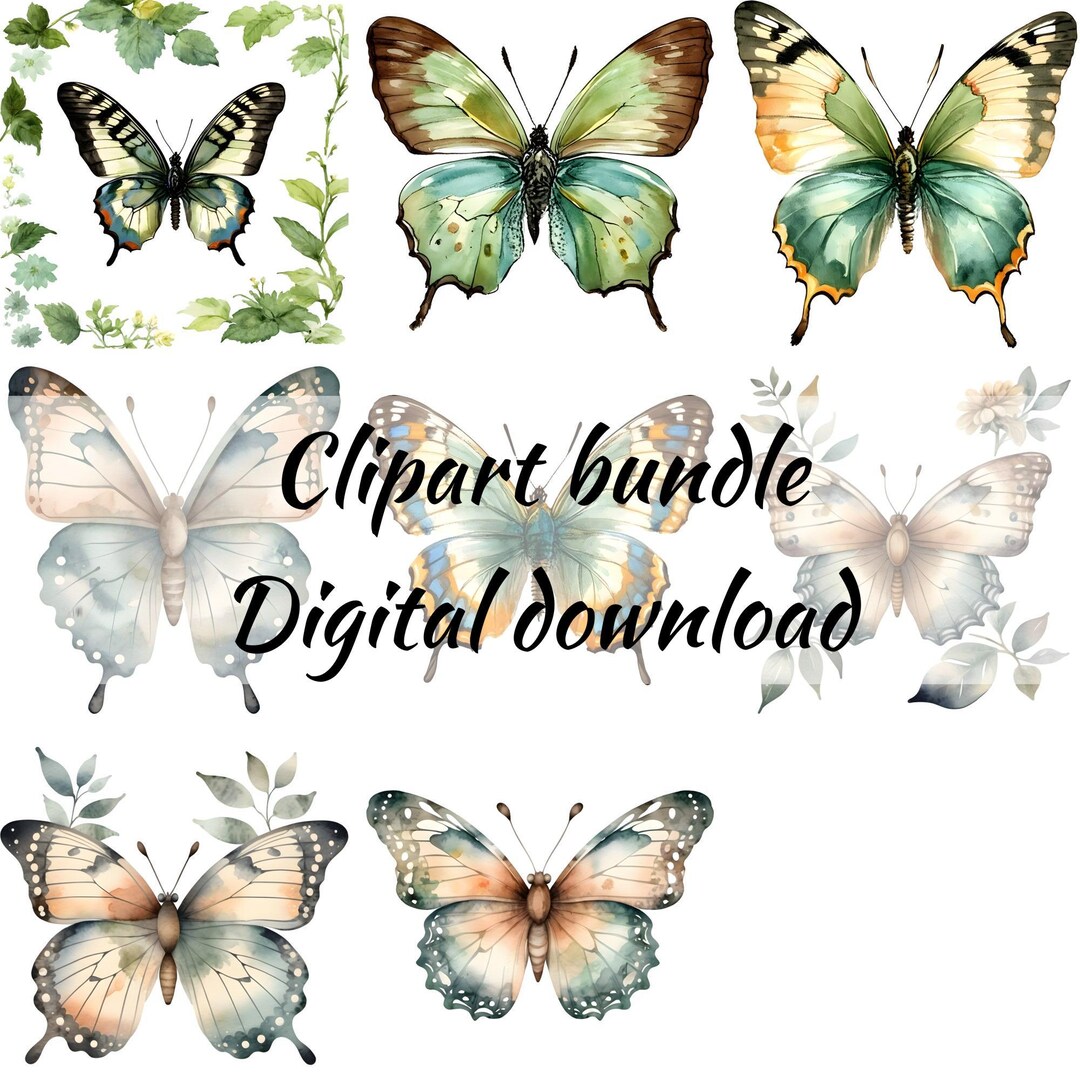 Butterfly Watercolor PNG for Designs or Tattoos - Boho Digital Art for ...