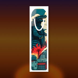Godzilla metalen bladwijzer | Kaiju geïllustreerd cadeau voor boekenliefhebber | Monsterkousvuller