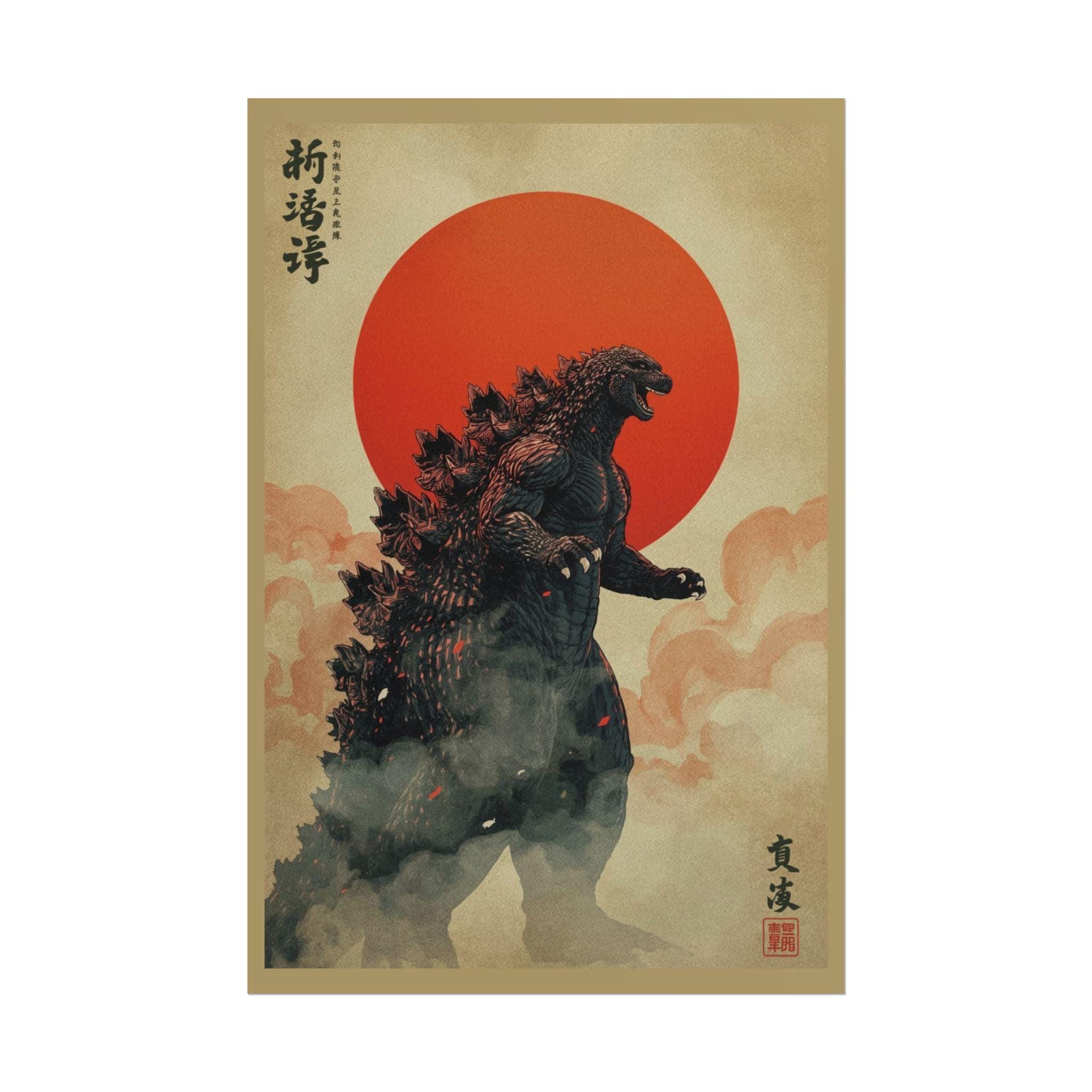 Godzilla Red Sun Rolled Poster | Kaiju Wall Art Print - Etsy