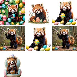 Colección de imágenes prediseñadas de Pascua de Panda Rojo: descarga instantánea para diseño de sublimación y decoraciones festivas