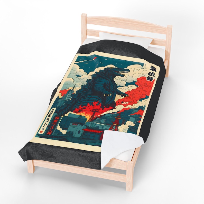 Retro Godzilla Velveteen Plush Blanket | Kaiju Gift image 8