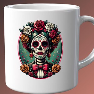 Clipart de esqueleto femenino del Día de los Muertos con diseños florales para descarga instantánea Proyectos de sublimación Proyectos de impresión bajo demanda