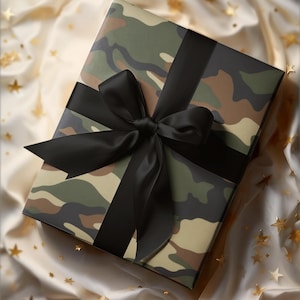 Camouflage Wrapping Paper - Military Gift Wrap, Army Camo Present Wrapping, Hunting Themed Gift Wrap Sheets, Outdoor Enthusiast junk journal