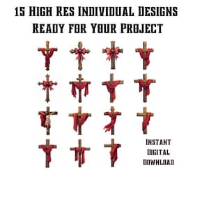 Cruces cristianas PNG para Pascua – Símbolos religiosos elegantes – Arte digital basado en la fe para la iglesia y la artesanía