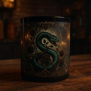 Gothic Serpent Skull Mug | Dark Romance Ceramic Coffee Cup