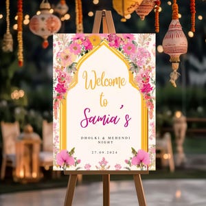 Mehndi Willkommensschilder als Mehndi Dekor, Mehndi Poster & Mehendi Willkommensschild, personalisiertes Mehndi Schild, Mendhi Willkommensschild Mendhi Schild