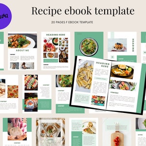 Modelo de livro de receitas Canva | Modelo de receita editável | Modelo de e-book | Modelo de livro de receitas do Canva | Modelo de receita | Livro de receitas digitais |