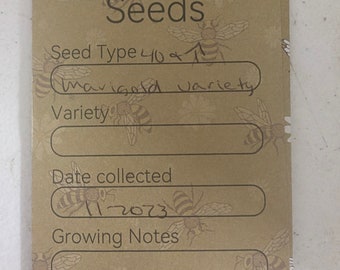 Marigold seed packets. Different design packets 40 plus seeds in each packet