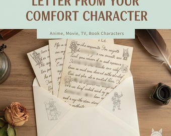 Letter from your Comfort Character, Personalized Penpal Letters, Book/Anime/TV/Movie Characters