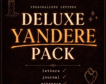 Deluxe Yandere Comfort Character Pack, Obsessive Love Letters and Journal, Dark Romance Anime Gift, Printable Ephemera, Digital Download