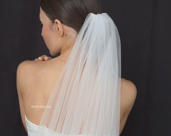 Single layer soft simple wedding veil | Simple wedding veil |  One tier bridal veil soft