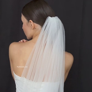 Single layer soft simple wedding veil | Simple wedding veil |  One tier bridal veil soft