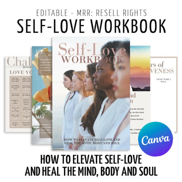 Self-Love Workbook, Editable Canva Template, Passive Income, Anxiety Planner, Depression Help, eBook