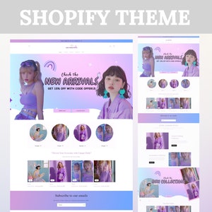 Shopify Theme, Website Template for Boutique, Shopify Templates, Violet Shopify Template, Shopify Store, Shopify Banners, Fashion Theme