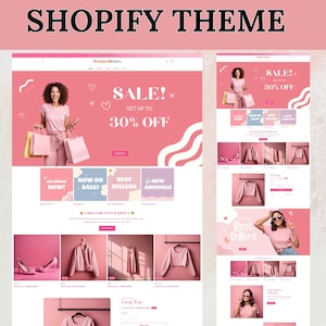 Shopify Theme, Website Template for Boutique, Shopify Templates, Pink Shopify Template, Shopify Store, Shopify Banners, Website Theme