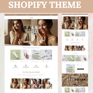 Shopify Theme Beauty, Shopify Website for Beauty Skincare, Cosmetics Shopify template, Website templates, Shopify Banners, Boutique Skincare