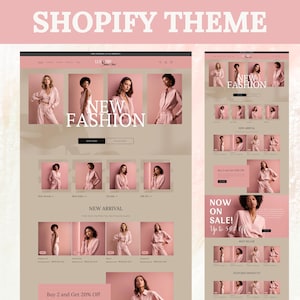 Shopify Theme, Shopify Website template for Boutique, Pink Shopify Templates, Shopify Website Design, Cute Fashion, Shopify Banner, Clothing