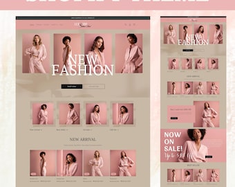 Tema Shopify, modello di sito Web Shopify per boutique, modelli Shopify rosa, design di siti Web Shopify, moda carina, banner Shopify, abbigliamento