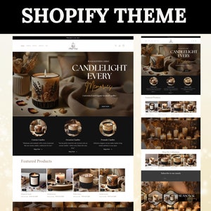 Shopify Theme for Candle, Shopify Website Template, Black Shopify Template, Aesthetic Shopify, Shopify Store Banner, Candle Business Website