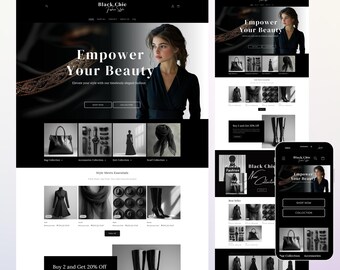 Shopify Theme, Shopify Templates for Boutique, Black Shopify Templates, Shopify Website Design, Shopify Theme, Shopify Website Fashion