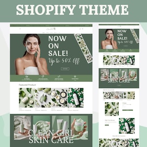 Shopify Theme Beauty, Shopify Website for Beauty Skincare, Cosmetics Shopify template, Website templates, Shopify Banner, Boutique, Skincare