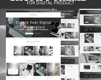 Shopify Website Template, Shopify Theme for Digital Products, Black Shopify Templates, Website templates, Shopify Banners,