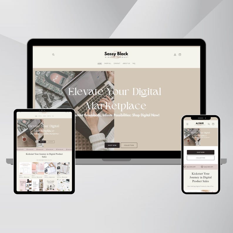 Shopify Theme Digital Product, Shopify Website Template,  Pink Shopify Templates, Website templates, Shopify Banners, Digital Websites
