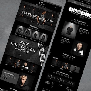 Shopify Theme Clothing, Shopify Website for Boutique, Black Shopify Templates, Website Design, Shopify Theme, Clothing website template