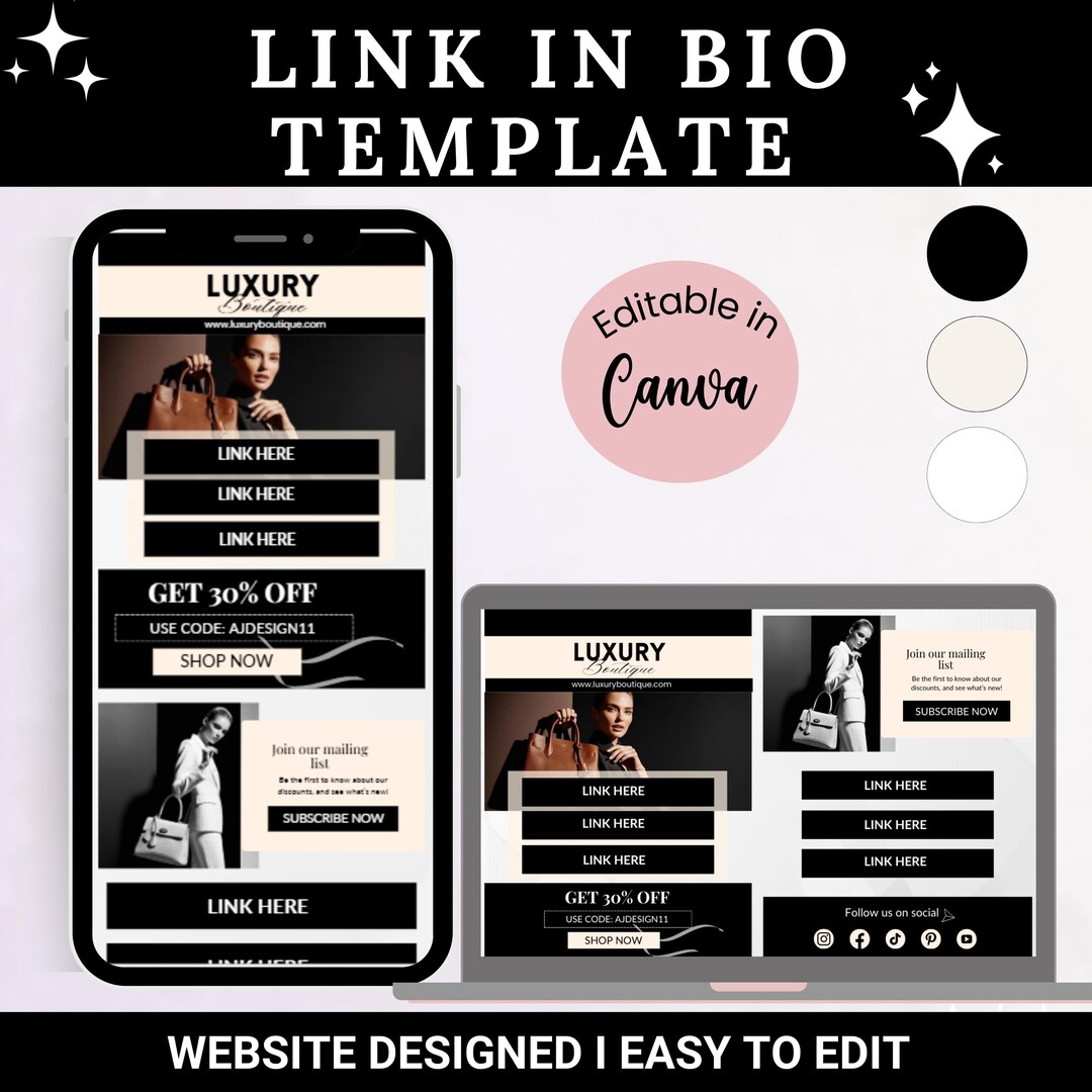 Link in Bio Template, Landing Page, Canva Link in Bio, Instagram Bio ...