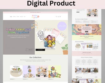 Shopify Theme Digital Products, Website Template for digital products, Black Shopify Templates, Website templates, Shopify Banners Store