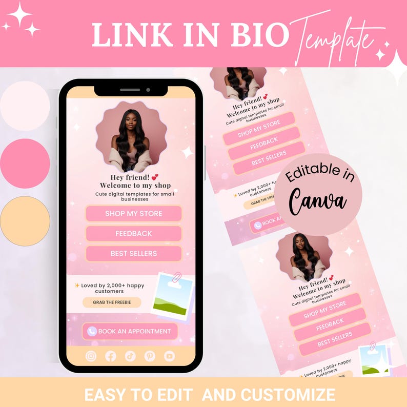 Link in Bio Template, Soft Pastel Landing Page, Canva Link in Bio ...