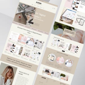 Shopify Theme Digital Product, Shopify Website Template,  Pink Shopify Templates, Website templates, Shopify Banners, Digital Websites