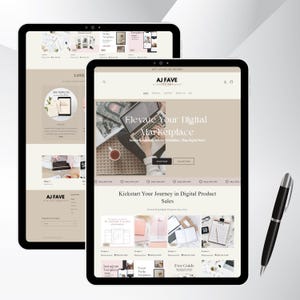Shopify Theme Digital Product, Shopify Website Template,  Pink Shopify Templates, Website templates, Shopify Banners, Digital Websites