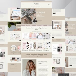Shopify Theme Digital Product, Shopify Website Template,  Pink Shopify Templates, Website templates, Shopify Banners, Digital Websites