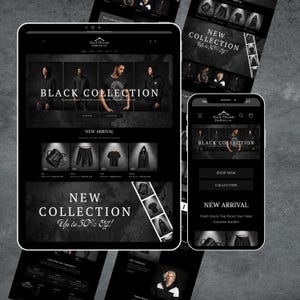 Shopify Theme Clothing, Shopify Website for Boutique, Black Shopify Templates, Website Design, Shopify Theme, Clothing website template