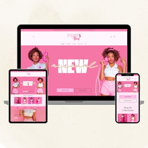 Shopify Theme, Website Template for Boutique, Shopify Template, Pink Shopify Template, Minimal & Cute Design, Boutique Fashion Theme