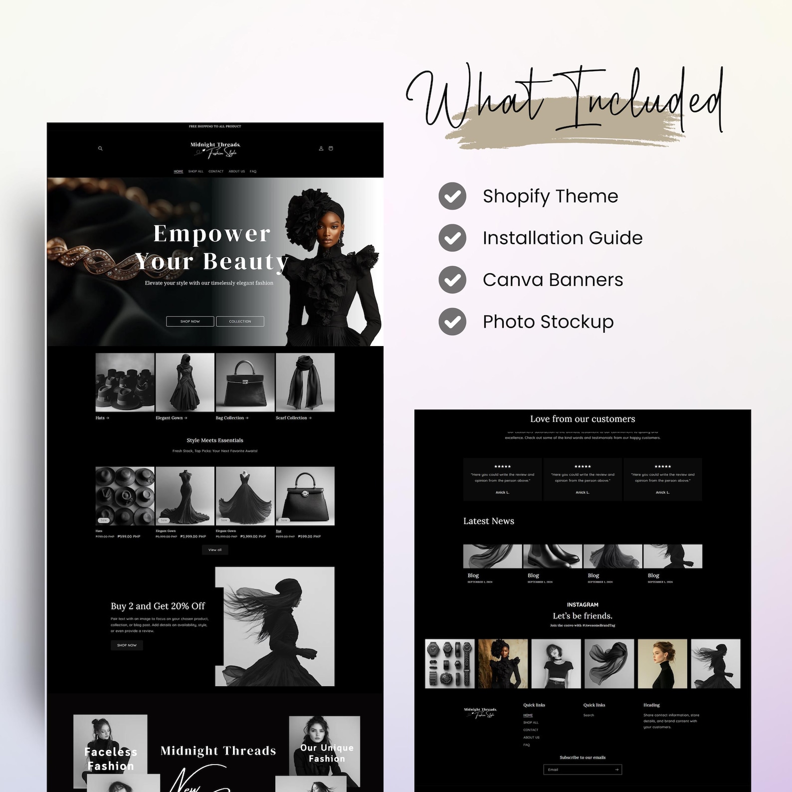 Shopify Plack Shopify Theme, Shopify Templates for Boutique, Black Shopify Templates ...