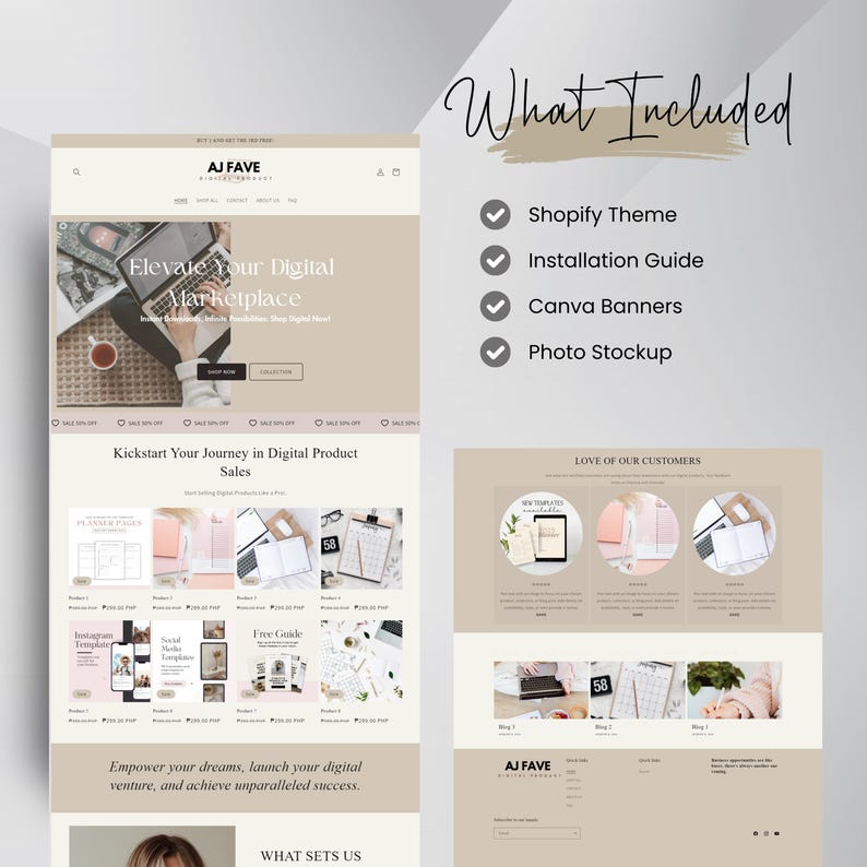Shopify Theme Digital Product, Shopify Website Template,  Pink Shopify Templates, Website templates, Shopify Banners, Digital Websites