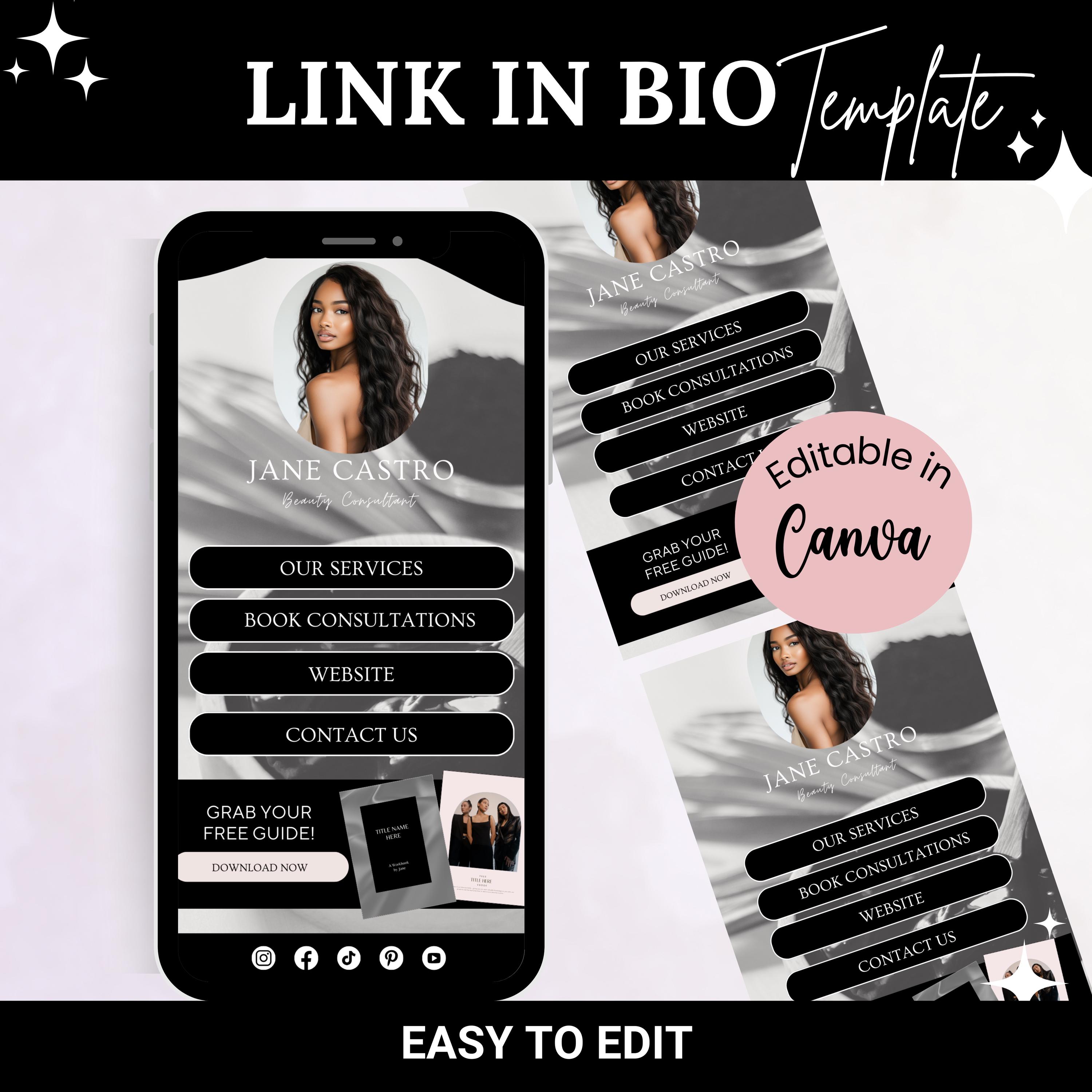Link in Bio Template, Landing Page, Canva Link in Bio, Instagram Bio ...