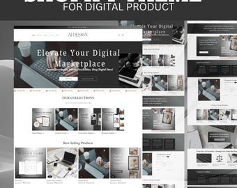 Shopify Theme for Digital Products, Shopify Template, Black Shopify Templates, Website templates, Shopify Banners, Digital Product theme
