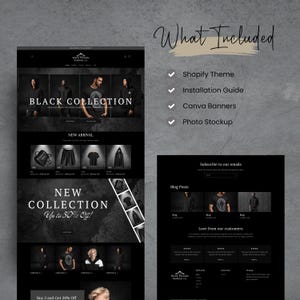 Shopify Theme Clothing, Shopify Website for Boutique, Black Shopify Templates, Website Design, Shopify Theme, Clothing website template
