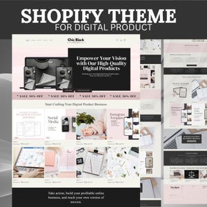 Shopify Theme Digital Products, Shopify Website Template, Pink Shopify Templates, Website templates, Shopify Store Banners, E-commerce