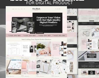 Shopify Theme Digital Products, Shopify Website Template, Pink Shopify Templates, Website templates, Shopify Store Banners, E-commerce