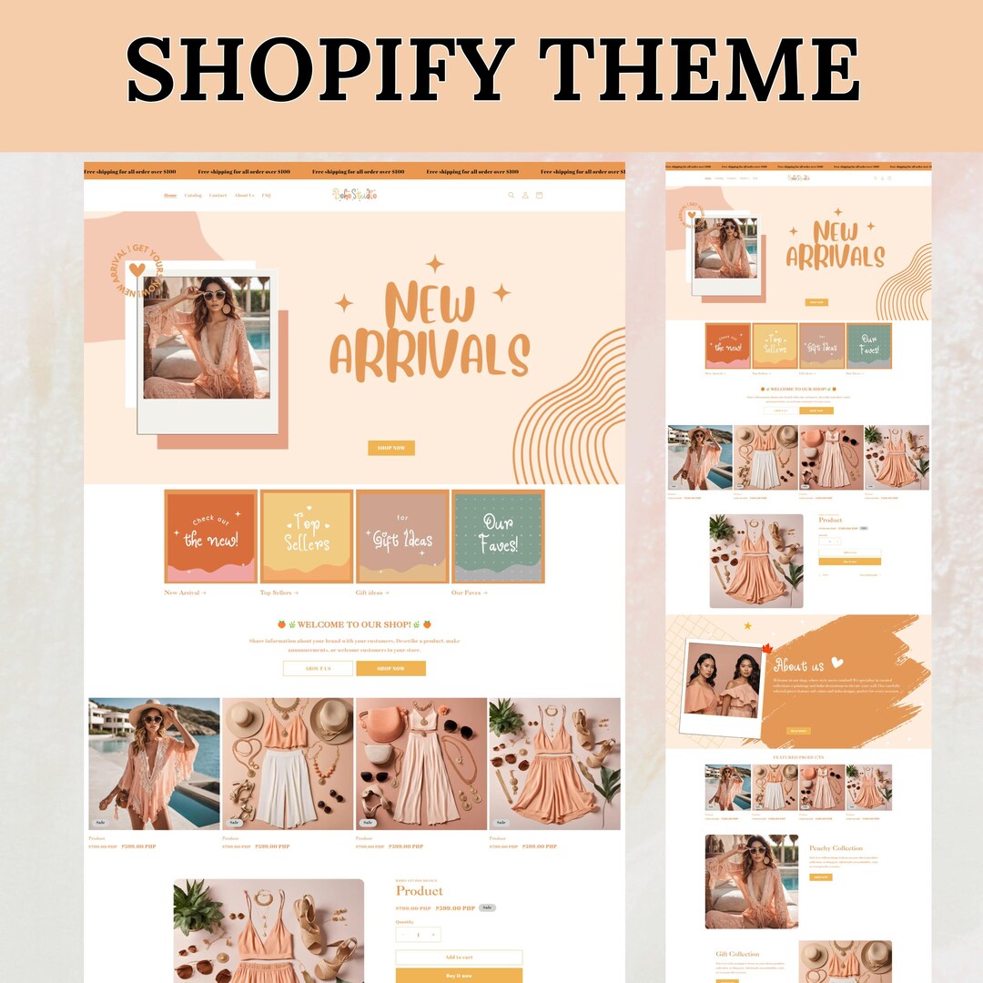 Simple Shopify Layouts Shopify Theme, Website Template for Boutique, Feminine Shopify Template ...