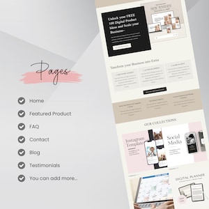 Shopify Theme Digital Product, Shopify Website Template,  Pink Shopify Templates, Website templates, Shopify Banners, Digital Websites