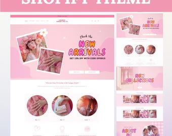 Shopify Theme, Website Template for Boutique, Shopify Templates, Pink Shopify Template, Shopify Store, Shopify Banners, Website Theme